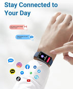 Amzhero Health Fitness Tracker with 24/7 Heart Rate, Blood Oxygen, Blood Pressure, Sleep Tracker, 5ATM Waterproof Activity Trackers with Step Tracker, Pedometer (S & L Bands Included)