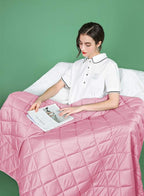ZZZhen Cooling Weighted Blanket by Bamboo - Noticeable Cold Hand Feel for Summer - Utral-Soft and Breathability 100% Bamboo Pink, 48''72'' - 15LB
