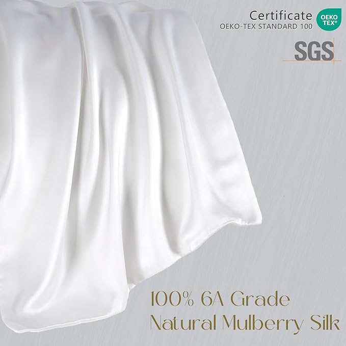 ZIMASILK 100% Pure Mulberry Silk Pillowcase for Hair and Skin Health,Soft and Smooth,Both Sides Premium Grade 6A Silk,600 Thread Count,with Hidden Zipper,1pc(Toddler 13''x18'',White)
