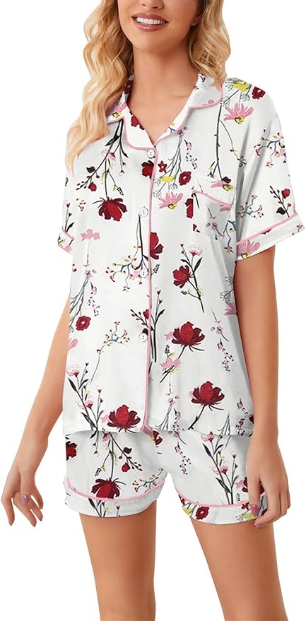 Girls & Womens Satin Pajamas Set, Silk Button-Down Sleepwear 2 Piece Nightwear, 3 Years - Women XXL