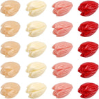 100Pcs 9x11mm 4 Colors Pikake Flower Beads 3D Floral Beads Summer Colorful Artificial Red Carved Jasmine Synthetic Coral Smooth Spacers Findings for Jewelry Making Bracelets Necklaces Adults