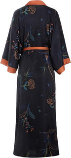 Aensso Long Soft Lightweight Silky Kimonos Robes for Women, Luxury Japanese Floral Womens Kimono Robe