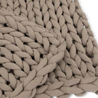 Nuzzie Original Knit Weighted Blanket- Breathable, Cooling, Hand Made Knit Throw Blanket for Sleep for Relaxation - Machine Washable, Stylish Design (Taupe, Throw | 12lbs | 44"x60")