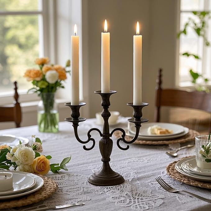 12-Pack Ivory Taper Candles, 10 Inch Unscented Dripless Candlesticks, Long-Lasting Burn Time of 7-8 Hours, Perfect for Home Décor, Weddings, and Events