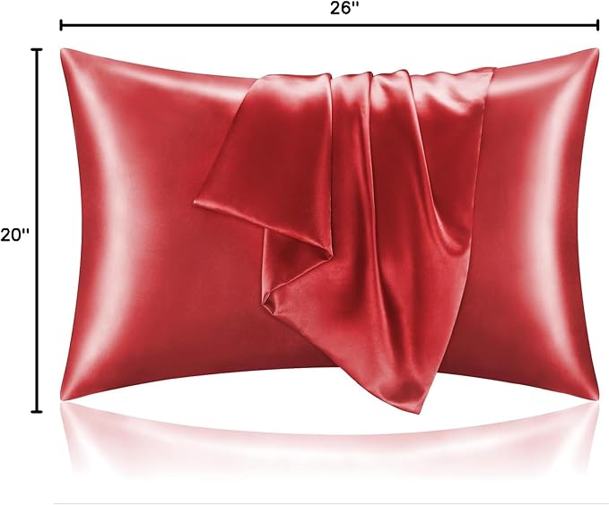 BEDELITE Satin Pillowcase for Hair and Skin, Super Soft and Cooling Similar to Silk Pillow Cases 2 Pack with Envelope Closure, Gift for Women Men(20"x26" Standard Size, Baked Apple)