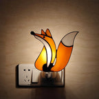 CHEZBABY Stained Glass Night Light Plug into Wall Lamp Decorative Accent Nightlight for Hallway Bedroom Bathroom Kitchen Home Décor(Fox)