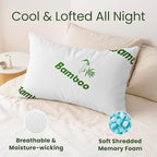 Shredded Memory Foam Pillow Queen Size - Cooling Bed Pillow for Sleeping for Stomach, Back and Body - 1 Pack Queen Soft Comfy Cool Memory Pillows for Side Sleeper