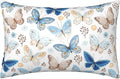 Vintage Blue Brown Butterfly 1 Pack Satin Pillowcase for Hair and Skin Floral 1 Pack Satin Pillowcase with Hidden Zipper Soft Breathable Cooling Pillow Cover Queen Size for Bedroom Sofa 20”x30”