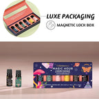 Folkulture Essential Oils Set for Diffuser | Set of 6 Fragrance Oils for Relaxation, Meditation & Wellness | Aromatherapy Scents – White Sage, Green Tea, Cedarwood, Rose, Orange & More | Magic Hour