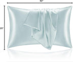 BEDELITE Satin Pillowcase for Hair and Skin, Super Soft and Cooling Similar to Silk Pillow Cases 2 Pack with Envelope Closure, Gift for Women Men(20"x40" King Size, Stone Blue)