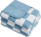 Blue Checkered Weighted Blanket for Adults 20lbs, 48"x72", Twin Full Size Cooling Plaid Heavy Throw Blanket for 130-220lbs, Microfiber Soft Thick Big Blankets Weighted Comforter Gift for Sleeping