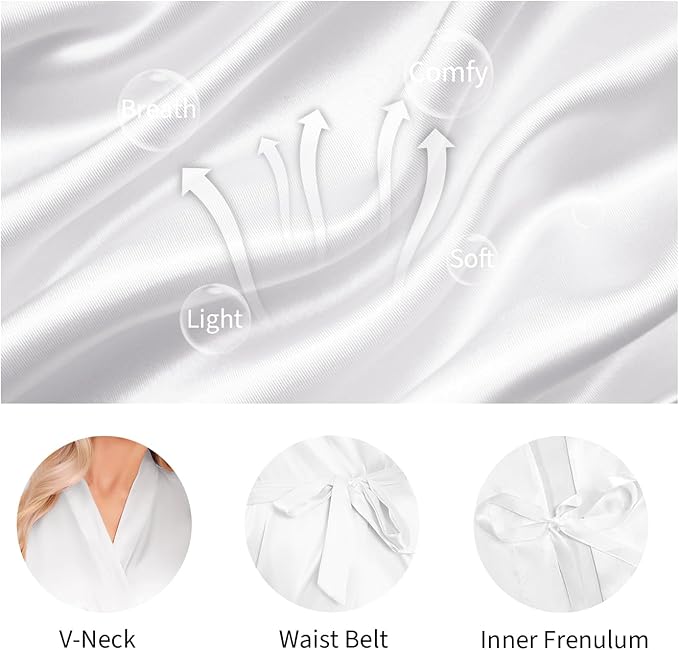 Lovasy Women's Satin Robes Silky Short Robe Lightweight Sleepwear Bride Bridesmaids Bathrobes Dressing Gowns Loungewear S-XXL