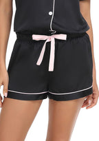 Serenedelicacy Women's Satin Pajama Set 2-Piece Sleepwear Loungewear Button Down Short Sleeve Silky PJ Set