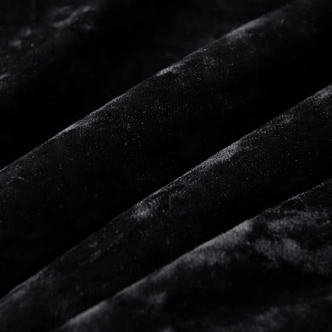 Fredsure Distressed Velvet Comforter Set, 5 Pieces Black Queen, Distressed Velvet Face and Brushed Microfiber Reverse