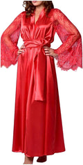 Uillui Lace Silk Robes for Women Long Sexy Satin Kimono Robe Bridesmaids Wedding Party Lingerie Robe Loungewear Sleepwear