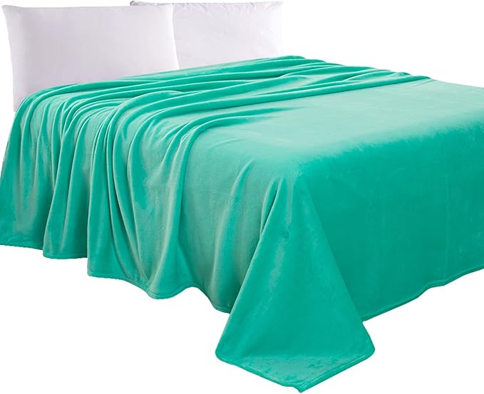 Elegant Comfort Luxury Velvety Feel Blanket, All-Season Lightweight Blanket, Ultra Plush, Soft, Cozy-Fuzzy Flannel Fleece for Couch, Sofa, Bed, Travel, Solid Design, Full/Queen, Tiffany