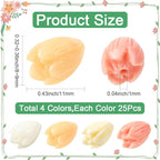 100Pcs 9x11mm Carved Flower Beads Colorful Floral Beads Assorted 3D Jasmine Synthetic Coral Dyed Crafts Smooth Loose Spacers for Jewelry Making Bracelets Necklaces DIY Projects Accessories