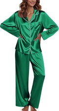 Ekouaer Pajamas For Women Set Silk Pjs 2 Piece Satin Sleepwear Long Sleeve Button Down Lounge Sets With Pant