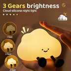 S NMT Cute Cloud Night Light Silicone Nursery USB Rechargeable Christmas Sleeping Bedside Lamp Touch Sensor Nightlights for Bedroom
