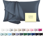 Natural Mulberry Silk Pillowcase for Hair and Skin Queen Size 20"X30" Pillow Case with Hidden Zipper Soft Breathable Smooth Cooling Silk Pillow Covers for Sleeping (Space Grey,Queen,1Pcs)