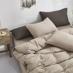 Luxlovery Khaki Comforter Set Twin Cream Coffee Bedding Set Minimalist Bedding Set Solid Dark Champagne Blanket Quilts Modern Ultra Soft Breathable Taupe Color Comforter Set