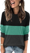 Magritta Women's Long Sleeve Leopard Color Block Tunic Comfy Crewneck T Shirt Tops Black XL