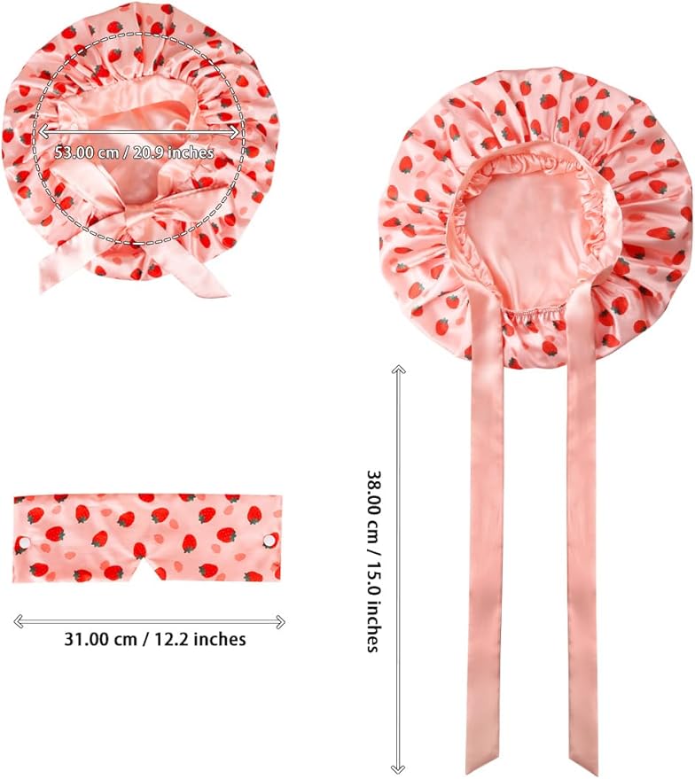 Double Layer Satin Bonnet with Detachable Eye Mask Night Cap for Curly Braids Hair Reduces Frizz Locks in Moisture