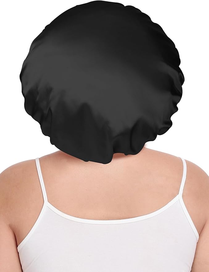 Double Layer Satin Bonnet with Detachable Eye Mask Night Cap for Curly Braids Hair Reduces Frizz Locks in Moisture
