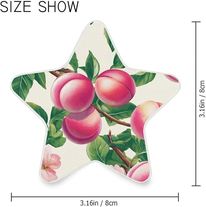 susiyo Plug in Night Light Pink Peaches Green Leaves Cute Star Shape Nightlight for Bedroom Hallway Stairs