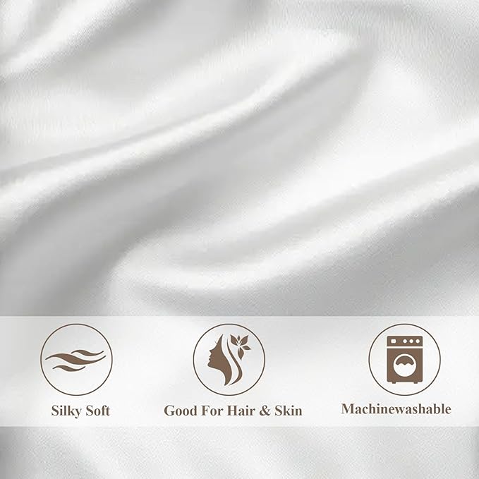 Vielit Satin Body Pillow Pillowcase 1pc,Silky Body Pillow Cover Similar to Silk Pillow Cases Soft Body Pillow Case 20x54 & Envelope Closure,Gift for Women Men Cream White & 1 Satin Scunchie