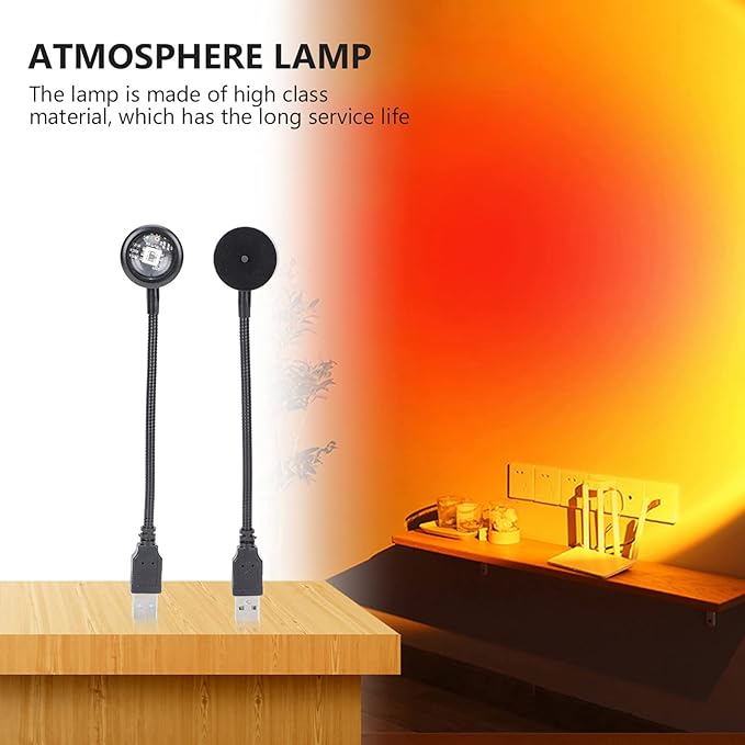 Uonlytech USB Rainbow Projection Lamp Rotatable Indoor Atmosphere Lamp Small Creative Ambient Lighting for Room Decoration