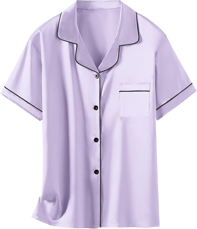 Girls & Womens Satin Pajamas Set, Silk Button-Down Sleepwear 2 Piece Nightwear, 3 Years - Women XXL