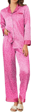 Ekouaer Silk Pajamas for Women Long Sleeve Satin Pajama Set Silky Pj Sets 2 Piece Button Down Loungewear Sleepwear