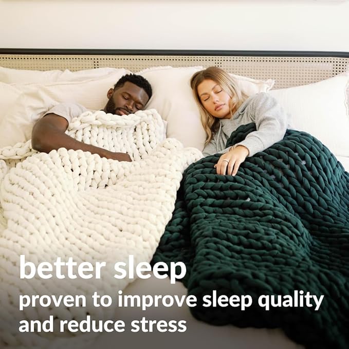 Nuzzie Original Knit Weighted Blanket - Breathable, Cooling, Hand Made Knit Throw Blanket for Sleep - Machine Washable, Stylish Decor Design (Forest Green, Queen | 22lbs | 60"x80")
