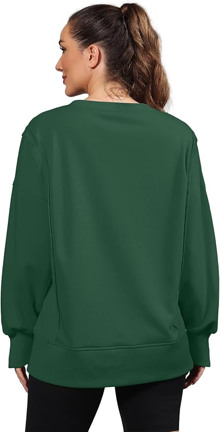 Nirovien Womens Oversized Crewneck Sweatshirt Side Slit Long Sleeve Pullover Slouchy Fit Tops