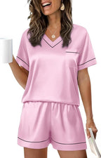 WIHOLL Silk Pajamas for Women Short Sleeve Sleepwear Soft Lounge Sets 2 Piece Satin Pjs