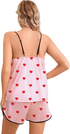 Girls & Women Silk Pajamas Set Satin Camisole Sleepwear 2 Piece Pjs, 3 Years - Women XXL
