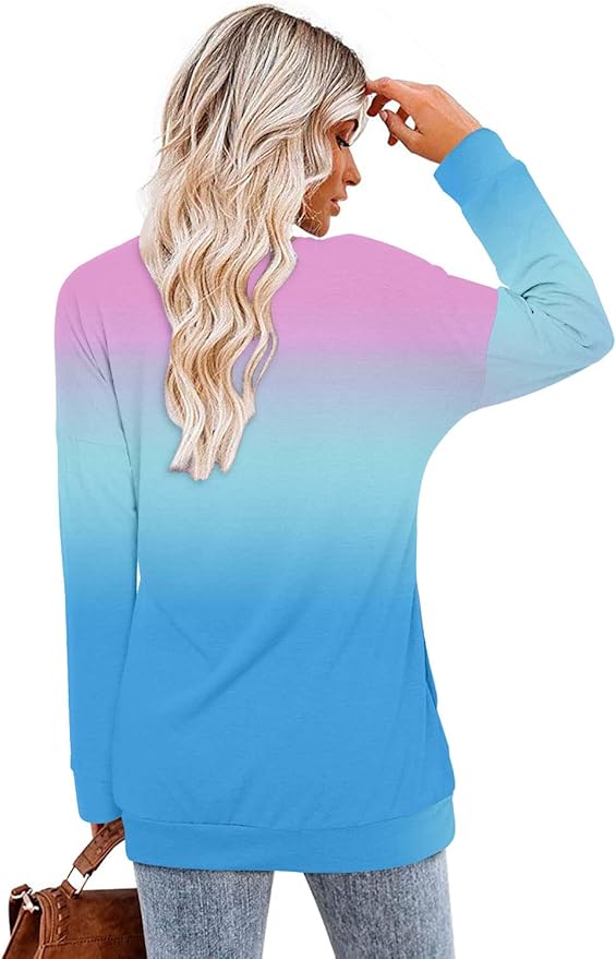 Magritta Women's Long Sleeve Leopard Color Block Tunic Comfy Crewneck T Shirt Tops Black XL