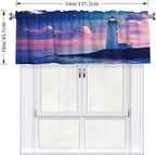 Moonlit Lighthouse Under Starry Night Sky Curtain Valance Peach Skin Velvet Printed Window Valance with Rod Pocket Light Filtering for Kitchen Bathroom 54x18in
