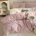 Nayoroom Pink Bow Duvet Cover Queen Size Kids Girls Cute Coquette Bedding Set 3 Pcs Soft Microfiber Reversible White Striped Comforter Cover Gifts for Women