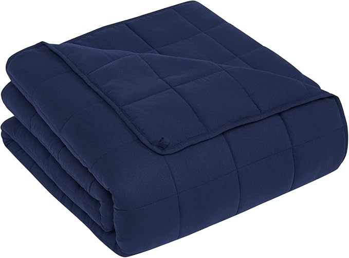 CuteKing Weighted Blanket for Adults(15lbs, 60"x80", Navy Blue) Heavy Blanket for 140-150lbs, Weighted Blanket for Cooling & Heating with Premium Glass Beads, Thick Blanket for Adult All-Season