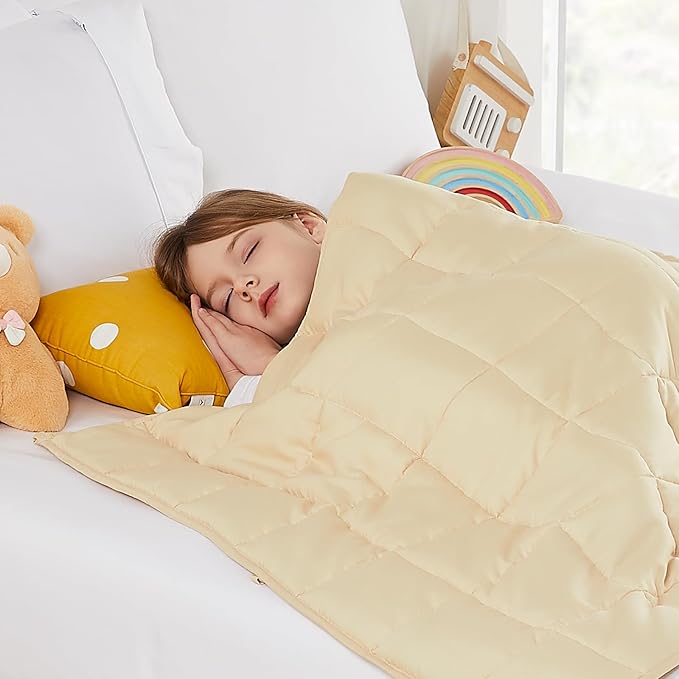 HOSUKKO Weighted Blanket - 7 lbs Ivory Heavy Blanket - Breathable Blanket(41 * 60 inches, 7 lbs)