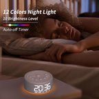 【3 in 1】 Sound Machine Alarm Clock Night Light White Noise Machine with 30 Sleeping Sounds for Baby Kids Adults 32 Level Volume Auto Off Timer Memory Function Digital Clock with 30 Wake Up Sounds