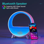 MOMILLA Sunrise Alarm Clock with 15W Wireless Charging Station, Bluetooth Speaker & White Noise Machine - Wake Up Light with Layered Ambient Glow, Sunset Sleep Aid, Zen Gifts for Women, Adults, Teens