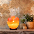 NB Himalayan Pink Salt Lamp Bowl with Salt Balls – Hand-Carved Crystal Rock Salt Lamp with Dimmer Switch & 2 Bulbs – Authentic from Pakistan – Soothing Amber Glow for Home & Office Décor