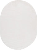 SAFAVIEH Washable Rug Faux Rabbit Fur Shag Collection - 5' x 7' Oval, Beige, Slip Resistant & Easy Cleaning, Ideal for Living Room, Bedroom, Kids Playroom, Nursery, Dining Space (FRF100B)