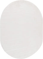 SAFAVIEH Washable Rug Faux Rabbit Fur Shag Collection - 5' x 7' Oval, Beige, Slip Resistant & Easy Cleaning, Ideal for Living Room, Bedroom, Kids Playroom, Nursery, Dining Space (FRF100B)