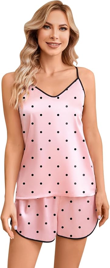 Girls & Women Silk Pajamas Set Satin Camisole Sleepwear 2 Piece Pjs, 3 Years - Women XXL