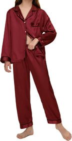 EPLAZA Kids Satin Pajamas Sets Girls Boys Button-Down Silky Pajamas Sleepwear with Hairband Eye Mask Hair Tie