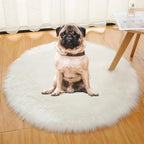Faux Fur Round Area Rug Soft Fuzzy Carpet Fluffy Plush Mat Home Floor Decoration for Bedroom Living Room Bedside White 51.1inch